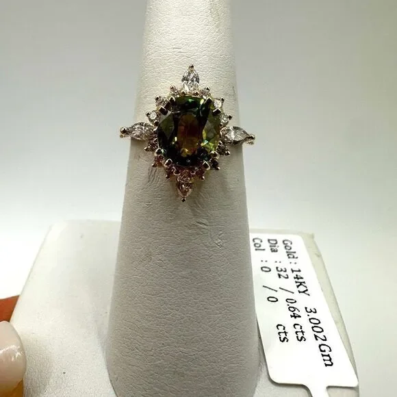 NWT 8.2x7.2mm Oval Cut Sphene with .64ctw diamonds in 14kt yellow gold ring! - Picture 14 of 17